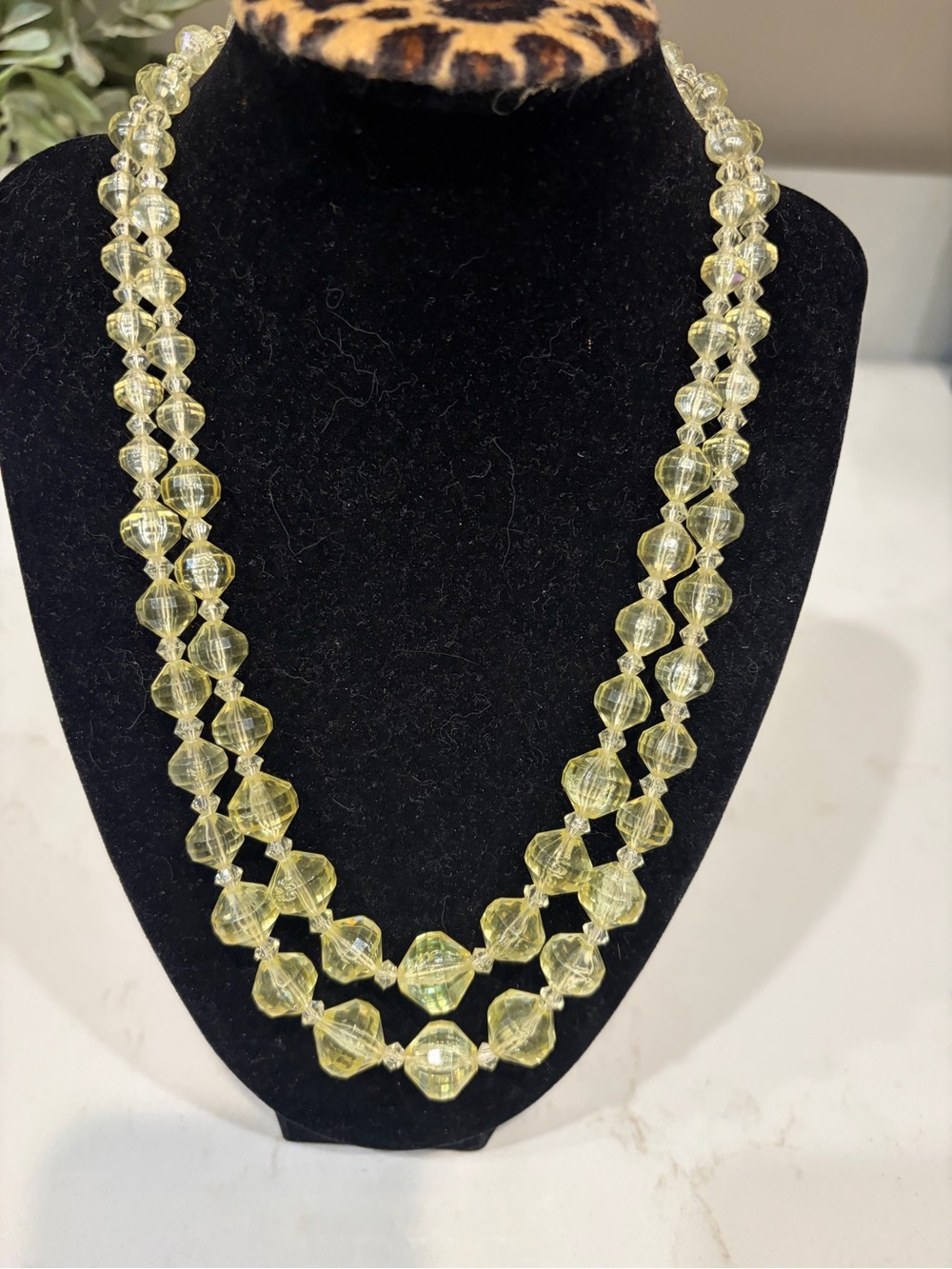 West Germany Yellow Crystal Double-Strand Necklace